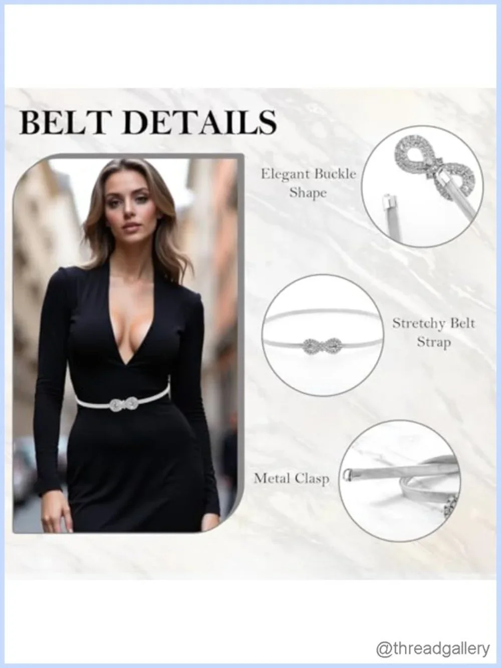 Rhinestone Chain Belt Elastic Skinny Waist Belt Crystal Rope Belt